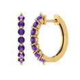 thumbnail image 1 of 0.84 ct Lever-Back Hoop Earrings for Women | 2.5mm Round Cut Natural Amethyst | 18K Yellow Gold, 1 of 5