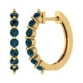 thumbnail image 1 of 0.84 ct Lever-Back Hoop Earrings for Women | 2.5mm Round Cut Natural London Blue Topaz | 18K Yellow Gold, 1 of 5