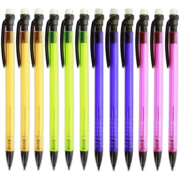 0.7 mm Mechanical Pencil With Eraser Top Pencil Lead Is Included Refillable and Retractable Ideal for General Writing - (12 per Pack) (2 Pack) - By Emraw