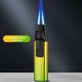 thumbnail image 1 of 0.7 x 0.9 x 3.8in Windproof Straight Torch Blue Flame Lighter, Lightweight and Durables, Convenient for Daily Use, Suitable for Hiking,Traveling and Camping(Green), 1 of 5