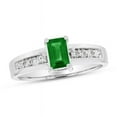 thumbnail image 1 of 0.70 CTW Diamond & Emerald Ring, 14K White Gold - Size 4, 1 of 1