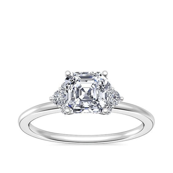 0.70 Carat Brilliant Asscher Cut Real Diamond Elegant Halo Wedding Ring for Women Solid 18K White Gold Size 10