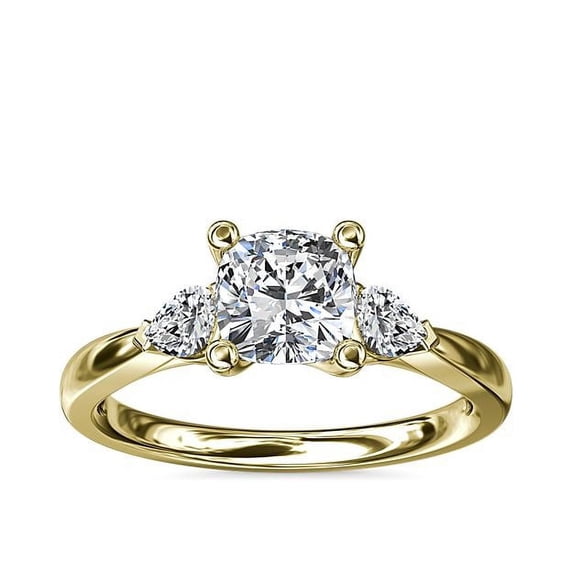0.70 Carat Brilliant Cushion Cut Natural Diamond Three Stone Beautiful Ring for Engagement Solid 18K Yellow Gold Size 9