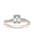 thumbnail image 1 of 0.70 Carat Brilliant Emerald Cut Real Diamond Elegant Solitaire with Accents Wedding Ring for Women Solid 18K Rose Gold Size 10, 1 of 6