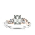 thumbnail image 1 of 0.70 Carat Brilliant Emerald Cut Real Diamond Elegant Solitaire with Accents Wedding Ring for Women Solid 18K White Gold Size 10, 1 of 6