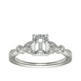 thumbnail image 1 of 0.70 Carat Brilliant Emerald Cut Real Diamond Elegant Solitaire with Accents Wedding Ring for Women Solid 18K White Gold Size 10, 1 of 6