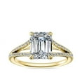 thumbnail image 1 of 0.70 Carat Brilliant Emerald Cut Real Diamond Elegant Solitaire with Accents Wedding Ring for Women Solid 18K Yellow Gold Size 10, 1 of 8