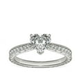 thumbnail image 1 of 0.70 Carat Brilliant Heart Cut Real Diamond Elegant Solitaire with Accents Wedding Ring for Women Solid 18K White Gold Size 10, 1 of 6
