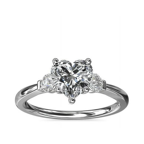 0.70 Carat Brilliant Heart Cut Real Diamond Elegant Three Stone Wedding Ring for Women Solid 950 Platinum Size 10