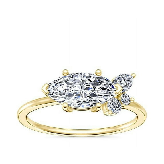 0.70 Carat Brilliant Marquise Cut Real Diamond Elegant Solitaire Wedding Ring for Women Solid 18K Yellow Gold Size 10