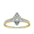 thumbnail image 1 of 0.70 Carat Brilliant Marquise Cut Real Diamond Elegant Solitaire with Accents Wedding Ring for Women Solid 18K Yellow Gold Size 10, 1 of 6