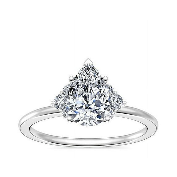 0.70 Carat Brilliant Pear Cut Natural Diamond Elegant Halo Ring for her Solid 18K White Gold Size 9.5