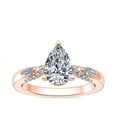 thumbnail image 1 of 0.70 Carat Brilliant Pear Cut Natural Diamond Elegant Solitaire with Accents Wedding Ring for her in Solid 14K Rose Gold Size 9.5, 1 of 8