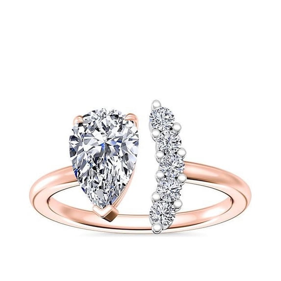 0.70 Carat Brilliant Pear Cut Real Diamond Elegant Solitaire Wedding Ring for Women Solid 14K Rose Gold Size 10