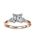 thumbnail image 1 of 0.70 Carat Brilliant Princess Cut Genuine Diamond Three Stone Wonderful Ring for Ladies Solid 14K Rose Gold Size 10.5, 1 of 8