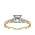 thumbnail image 1 of 0.70 Carat Brilliant Princess Cut Natural Diamond Solitaire with Accents Beautiful Ring for Engagement Solid 18K Yellow Gold Size 9, 1 of 6