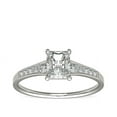 thumbnail image 1 of 0.70 Carat Brilliant Radiant Cut Real Diamond Elegant Solitaire with Accents Wedding Ring for Women Solid 14K White Gold Size 10, 1 of 6