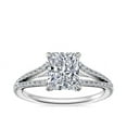 thumbnail image 1 of 0.70 Carat Brilliant Radiant Cut Real Diamond Elegant Solitaire with Accents Wedding Ring for Women Solid 18K White Gold Size 10, 1 of 8