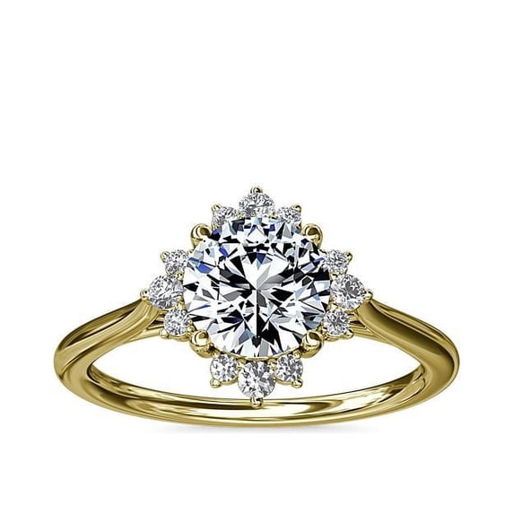 0.70 Carat Brilliant Round Cut Genuine Diamond Halo Wonderful Ring for Ladies Solid 14K Yellow Gold Size 10.5