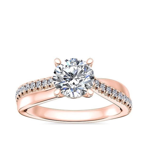 0.70 Carat Brilliant Round Cut Genuine Diamond Solitaire with Accents Wonderful Ring for Ladies Solid 14K Rose Gold Size 10.5