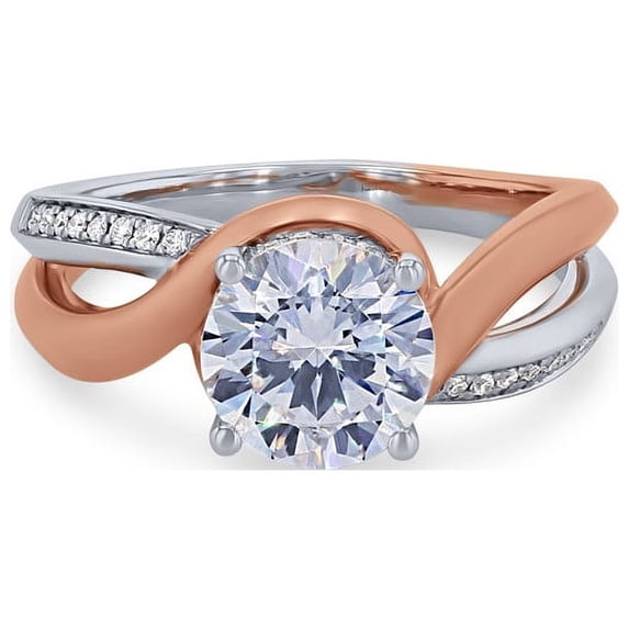 0.70 Carat Brilliant Round Cut Genuine Diamond Solitaire with Accents Wonderful Ring for Ladies Solid 14K Rose Gold Size 10.5