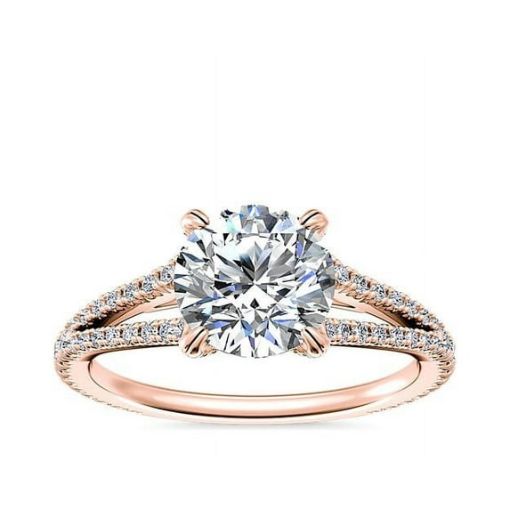 Diamond-Capitals 0.70 Ct Round Cut Stunning Genuine Diamond (F-G/VS1) Solitaire Anniversary Ring for her Solid 14K Rose Gold Size 9.5