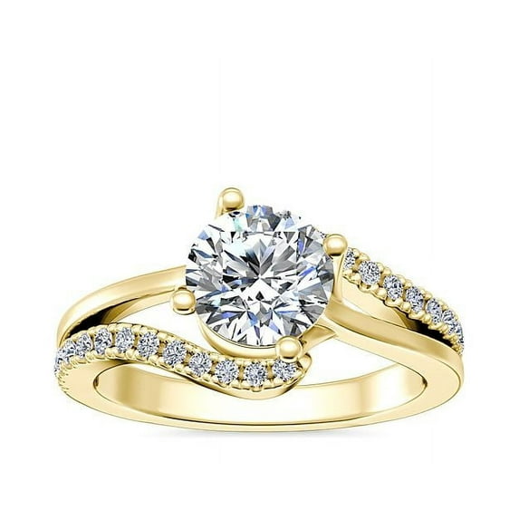 Diamond-Capitals 0.75 Ct Round Shape Solitaire Real Diamond (F-G/VS1) Wonderful Wedding Ring for her Solid 14K Yellow Gold Size 9.5