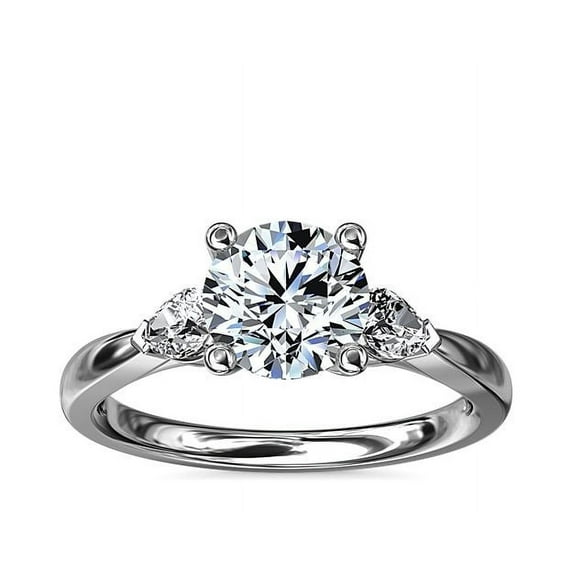 0.70 Carat Brilliant Round Cut Natural Diamond Three Stone Beautiful Ring for Engagement Solid 14K White Gold Size 9