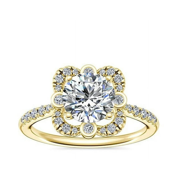 Diamond-Capitals 0.70 Carat Round Cut Wonderful Solitaire Natural Diamond (F-G/VS1) Wedding Ring for Bride Solid 18K Yellow Gold Size 10