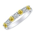 thumbnail image 1 of AFFY 0.70 Carat (Ctw) Round Shape White & Yellow Natural Diamond Wedding Band Ring In 14K Solid White Gold Ring Size-8, 1 of 1
