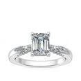 thumbnail image 1 of 0.70 Carat Emerald Cut Stunning Solitaire with Accents Real Diamond Wedding Ring for Women in Solid 14K White Gold Size 7, 1 of 8