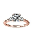thumbnail image 1 of 0.70 Carat Excellent Asscher Shape Genuine Diamond Latest Design Three Stone Engagement Ring for Ladies Solid 18K Rose Gold Size 7.5, 1 of 8