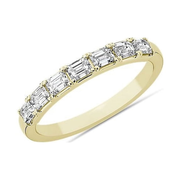 0.70 Carat Excellent Emerald Cut Natural Diamond Beautiful Eternity Band for Girls Solid 18K Yellow Gold Size 11.5