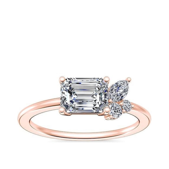 0.70 Carat Excellent Emerald Cut Natural Diamond Beautiful Solitaire Bridal Ring for Bride Solid 14K Rose Gold Size 5
