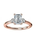 thumbnail image 1 of 0.70 Carat Excellent Emerald Cut Natural Diamond Three Stone Beautiful Ring for Women in Solid 14K Rose Gold Size 11.5, 1 of 8