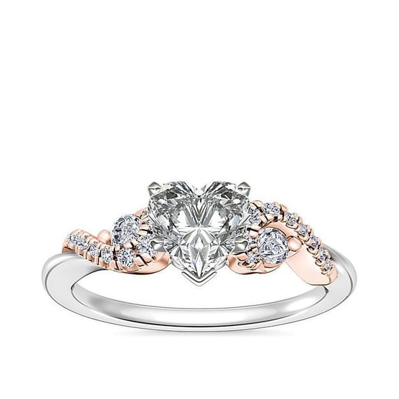 0.70 Carat Excellent Heart Cut Natural Diamond Solitaire with Accents Beautiful Ring for Anniversary Solid 14K White Gold Size 4.5