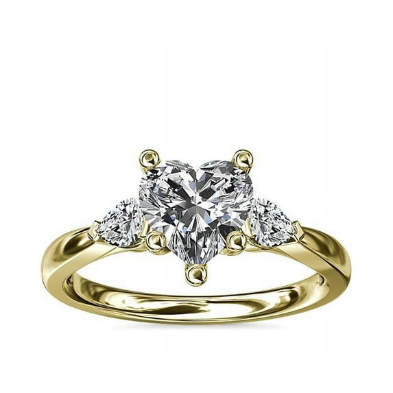 0.70 Carat Excellent Heart Cut Natural Diamond Three Stone Beautiful Ring for Women Solid 18K Yellow Gold Size 11.5