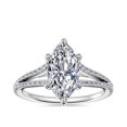 thumbnail image 1 of 0.70 Carat Excellent Marquise Cut Natural Diamond Solitaire with Accents Beautiful Ring for Women Solid 18K White Gold Size 11.5, 1 of 8