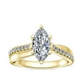 thumbnail image 1 of 0.70 Carat Excellent Marquise Cut Natural Diamond Unique Solitaire with Accents Ring for Engagement Solid 14K Yellow Gold Size 8.5, 1 of 8