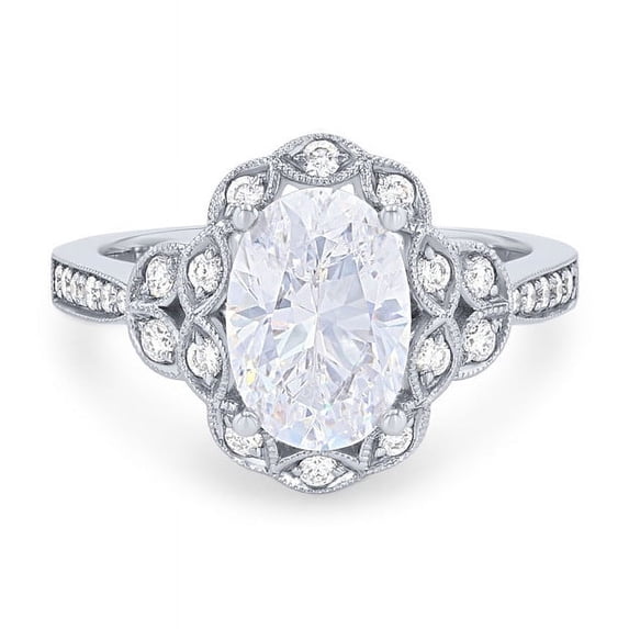 0.70 Carat Excellent Oval Cut Natural Diamond Beautiful Solitaire with Accents Bridal Ring for Bride Solid 14K White Gold Size 5