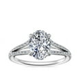 thumbnail image 1 of 0.70 Carat Excellent Oval Cut Natural Diamond Beautiful Solitaire with Accents Bridal Ring for Bride Solid 18K White Gold Size 5, 1 of 8