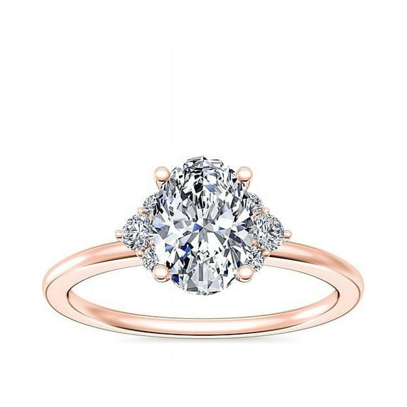 0.70 Carat Excellent Oval Cut Natural Diamond Halo Beautiful Ring for Women in Solid 14K Rose Gold Size 11.5