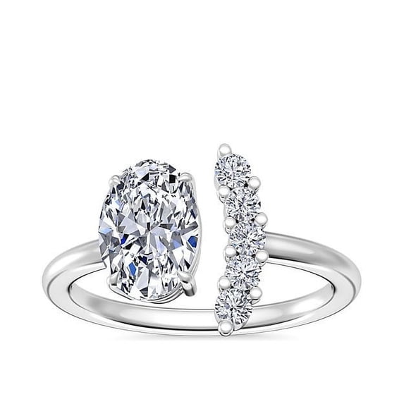 0.70 Carat Excellent Oval Cut Real Diamond New Design Solitaire Ring for Wedding Solid 18K White Gold Size 11