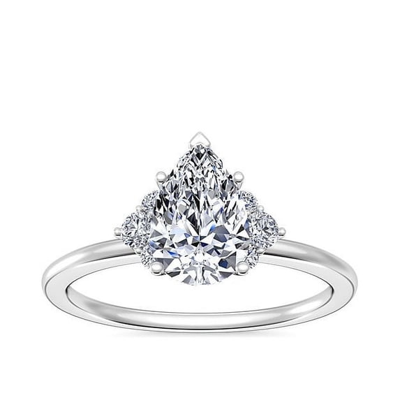 0.70 Carat Excellent Pear Cut Natural Diamond Halo Beautiful Ring for Anniversary Solid 18K White Gold Size 4.5