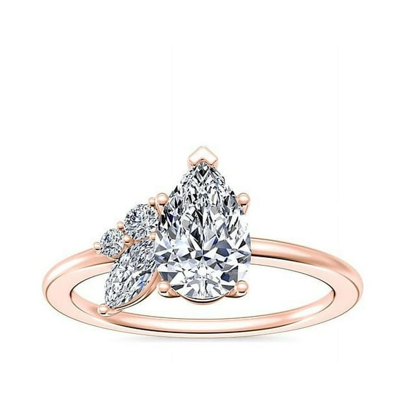0.70 Carat Excellent Pear Cut Natural Diamond Solitaire Beautiful Ring for Anniversary Solid 14K Rose Gold Size 4.5