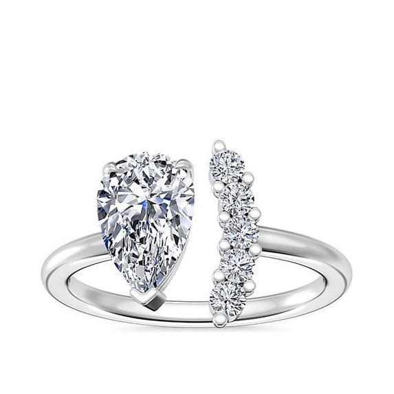 0.70 Carat Excellent Pear Cut Real Diamond New Design Solitaire Ring for Wedding and Engagement Solid 14K White Gold Size 11