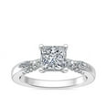 thumbnail image 1 of 0.70 Carat Excellent Princess Cut Natural Diamond Unique Solitaire with Accents Ring for Engagement Solid 14K White Gold Size 8.5, 1 of 8
