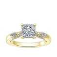 thumbnail image 1 of 0.70 Carat Excellent Princess Cut Real Diamond New Design Solitaire with Accents Ring for Wedding Solid 18K Yellow Gold Size 11, 1 of 8