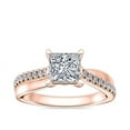 thumbnail image 1 of 0.70 Carat Excellent Princess Shape Genuine Diamond Latest Design Solitaire with Accents Engagement Ring for Ladies Solid 18K Rose Gold Size 7.5, 1 of 8
