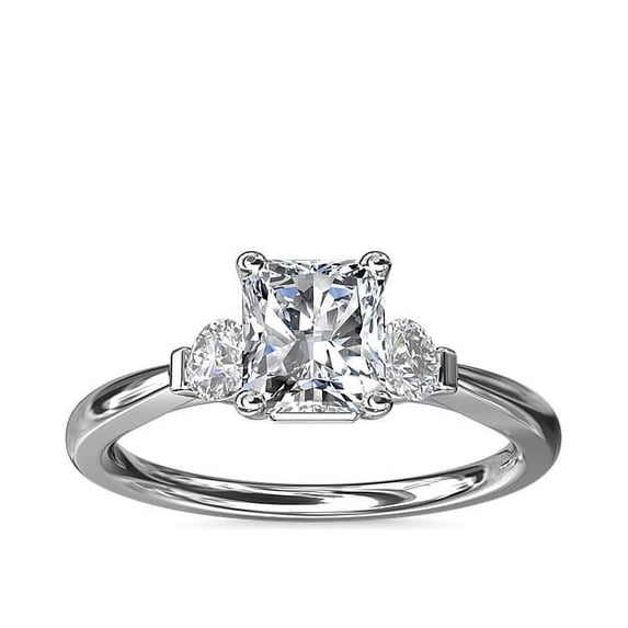 0.70 Carat Excellent Radiant Cut Natural Diamond Three Stone Beautiful Ring for Women in Solid 14K White Gold Size 11.5